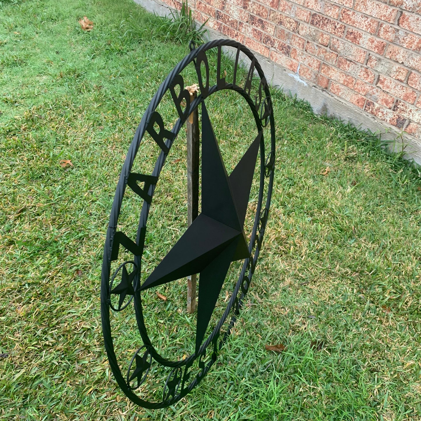 ZARBOLIAS STYLE CUSTOM NAME STAR BARN METAL STAR 3d TWISTED ROPE RING WESTERN HOME DECOR RUSTIC BLACK HANDMADE 24",32",36",50"
