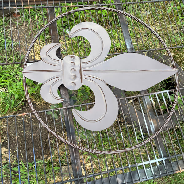 FLEUR DE LIS BROWN METAL WALL ART SIGN WESTERN HOME DECOR HANDMADE NEW 12",18",24",32"