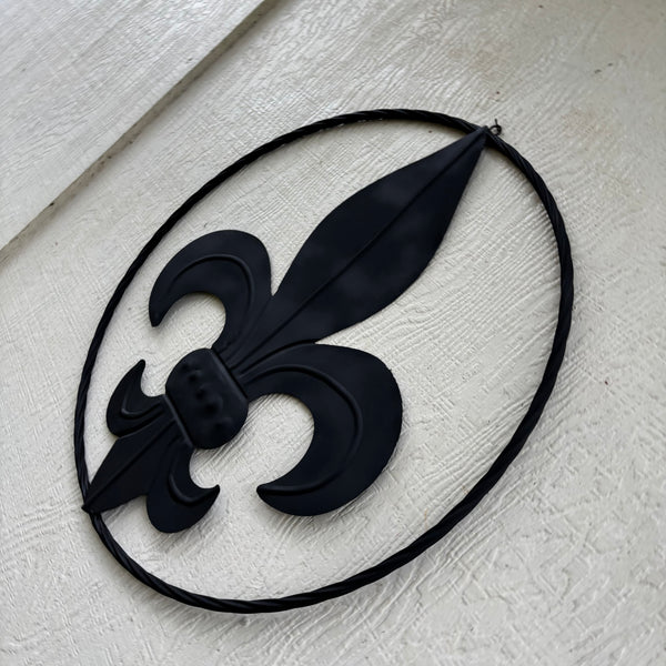 FLEUR DE LIS BLACK FLAT METAL WALL ART SIGN WESTERN HOME DECOR HANDMADE NEW 12",18",24",32"