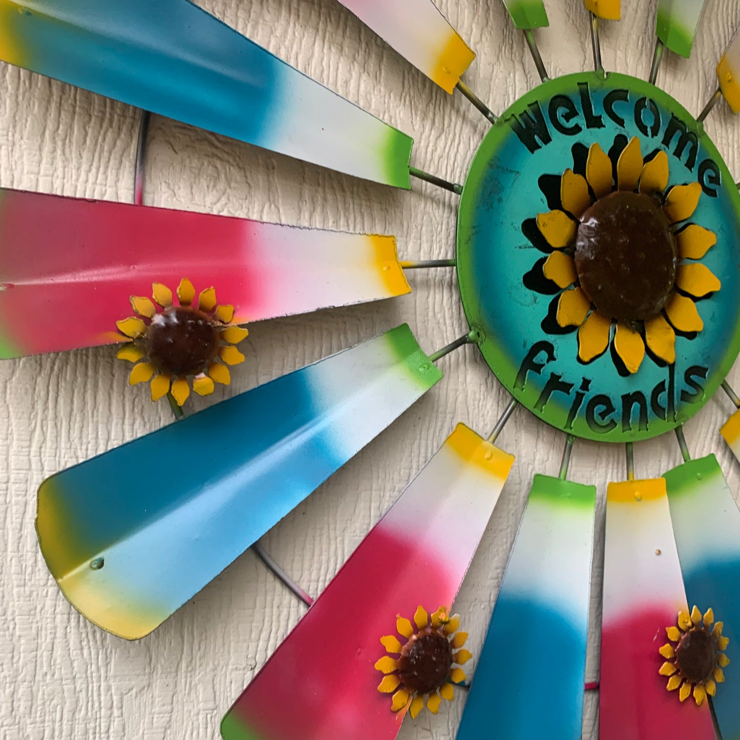 32" WINDMILL WELCOME FRIENDS FARMHOUSE WALL ART METAL WESTERN HOME DECOR NEW #EH12175