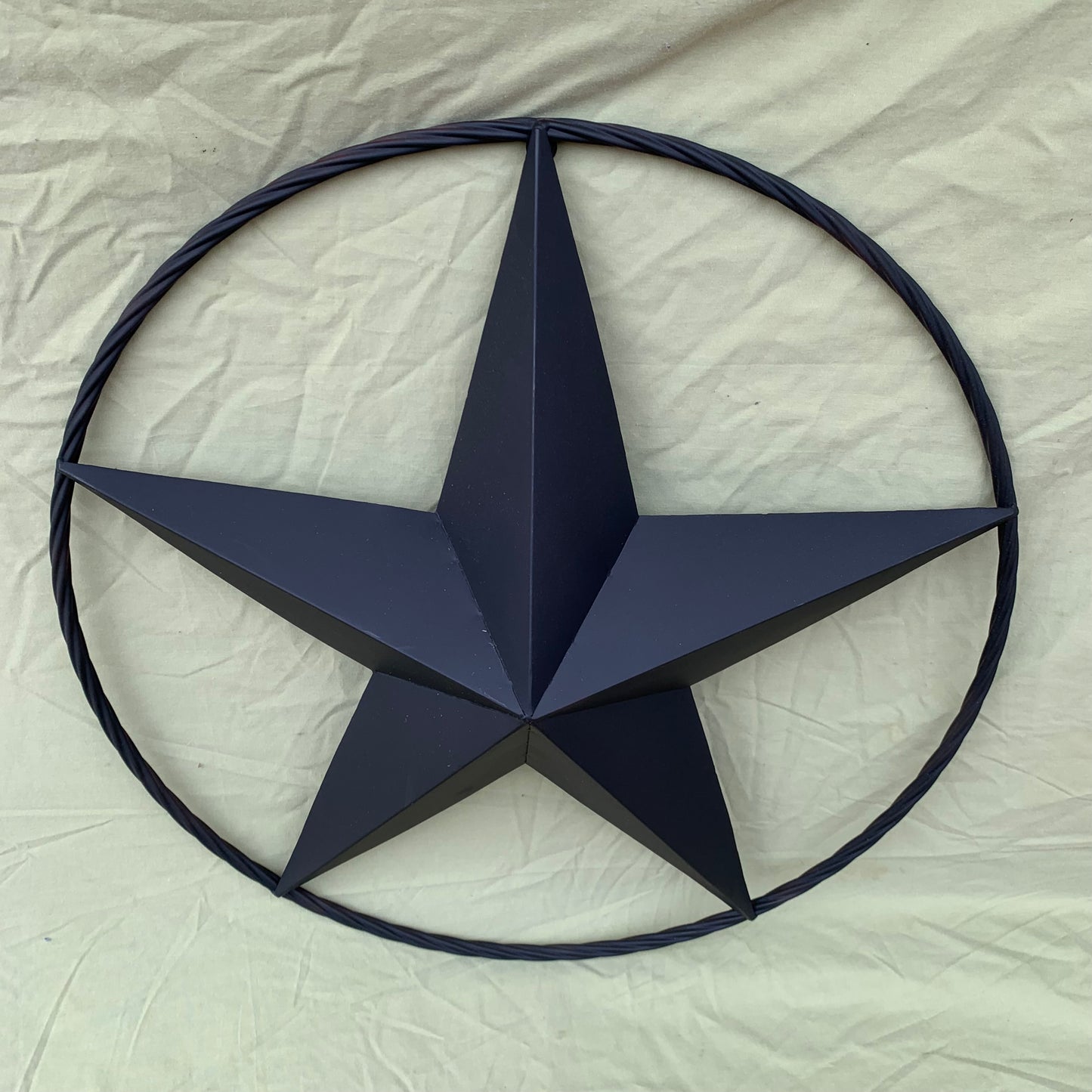 RUSTIC BLACK BARN STAR METAL LONE STAR 3d TWISTED ROPE RING WESTERN HOME DECOR HANDMADE NEW 12",16",24",32",36"-#EH10608
