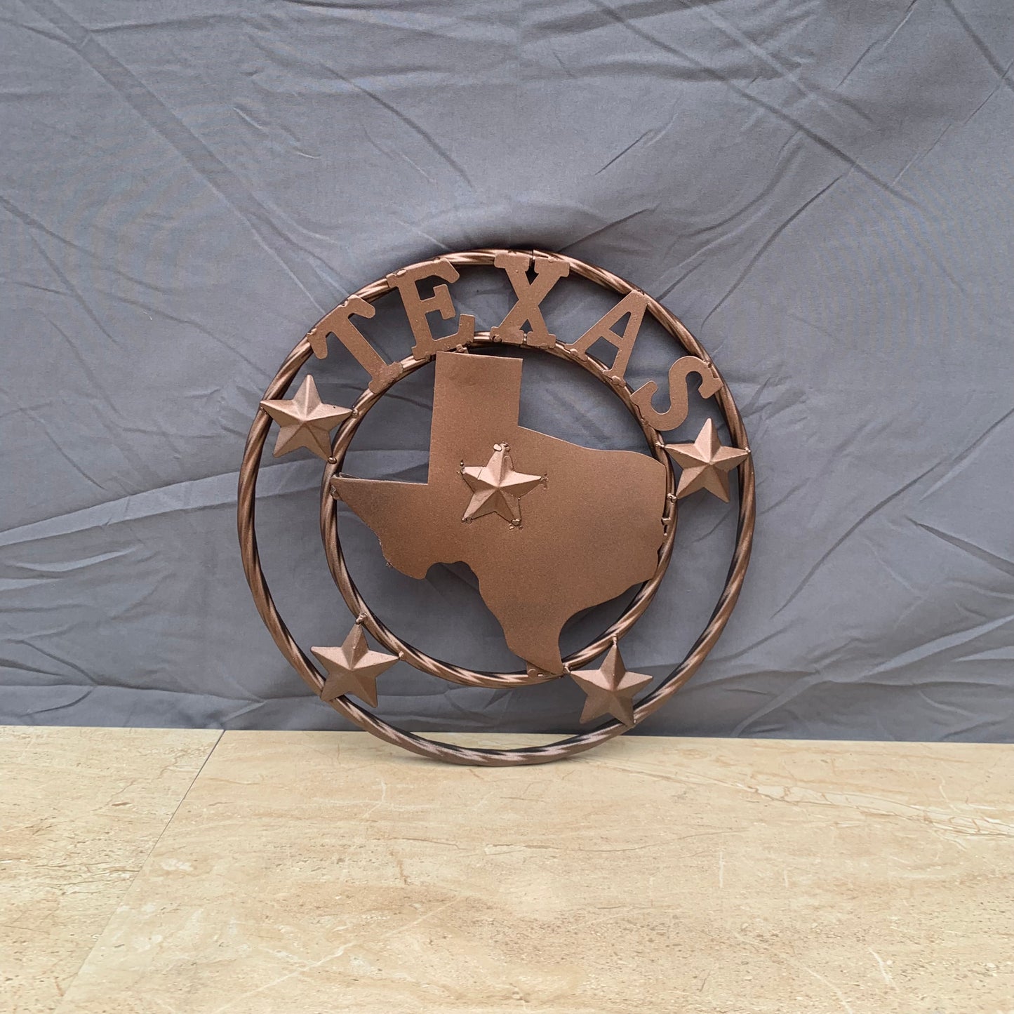 12" STATE OF TEXAS MAP RUSTIC BRONZE TWISTED RING METAL SIGN WESTERN HOME DECOR HANDMADE NEW