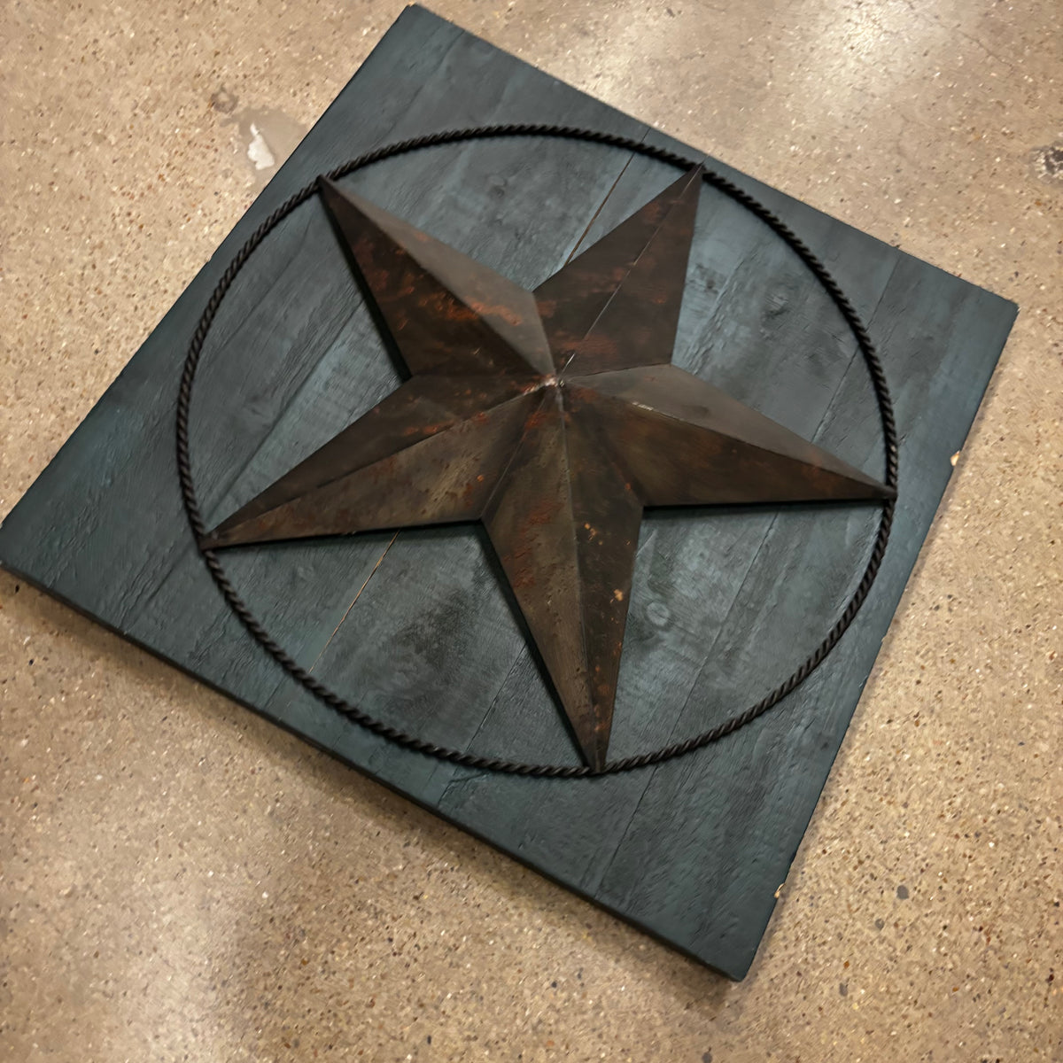 METAL STAR ON WOOD PANEL WESTERN HOME DECOR HANDMADE