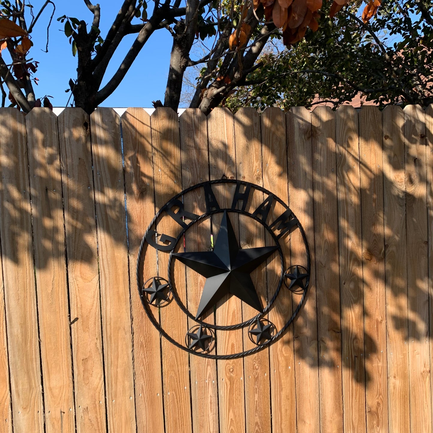 GRAHAM STYLE YOUR CUSTOM NAME STAR BARN STAR METAL LONE STAR WESTERN HOME DECOR RUSTIC BLACK HANDMADE 24",32",36",50"