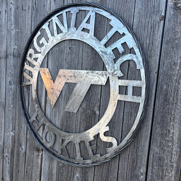 VIRGINIA TECH CUSTOM RAW METAL VINTAGE CRAFT SIGN TEAM HANDMADE TO ORDER