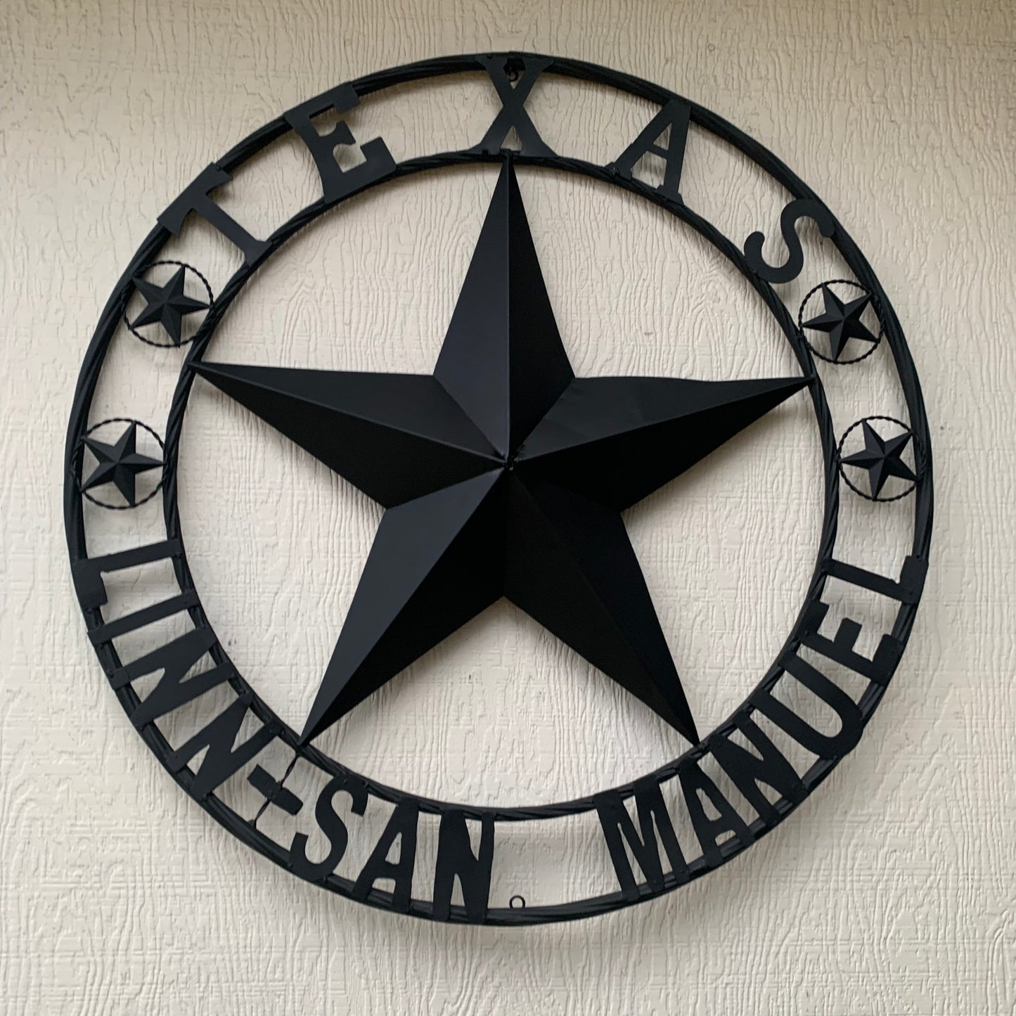 LINN SAN MANUEL STYLE YOUR CUSTOM NAME STAR METAL BARN LONE STAR 3d TWISTED ROPE RING WESTERN HOME DECOR HANDMADE NEW