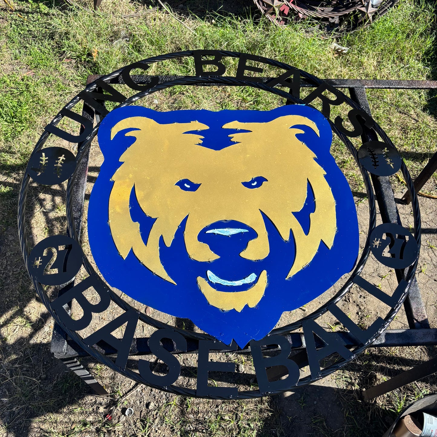 UNC BEARS CUSTOM METAL VINTAGE CRAFT SIGN TEAM BLUE GOLD HANDMADE TO ORDER