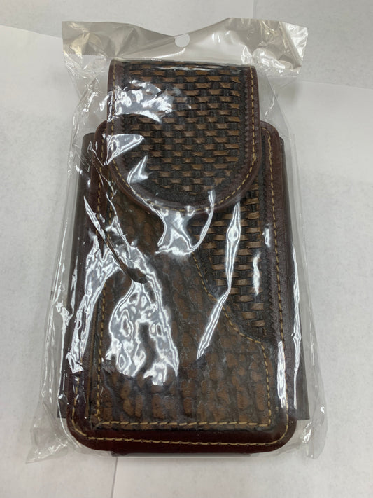 LEATHER 7" HOLSTER PHONE POUCH SIMPLE STYLE BASKET WEAVE EXTRA LARGE BELT LOOP CELL PHONE CASE UNIVERSAL OVERSIZE WESTERN LEATHER ART HANDMADE NEW #EH11713