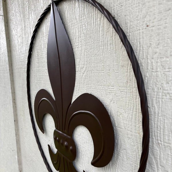FLEUR DE LIS BRONZE METAL WALL ART SIGN WESTERN HOME DECOR HANDMADE NEW 12",18",24",32"