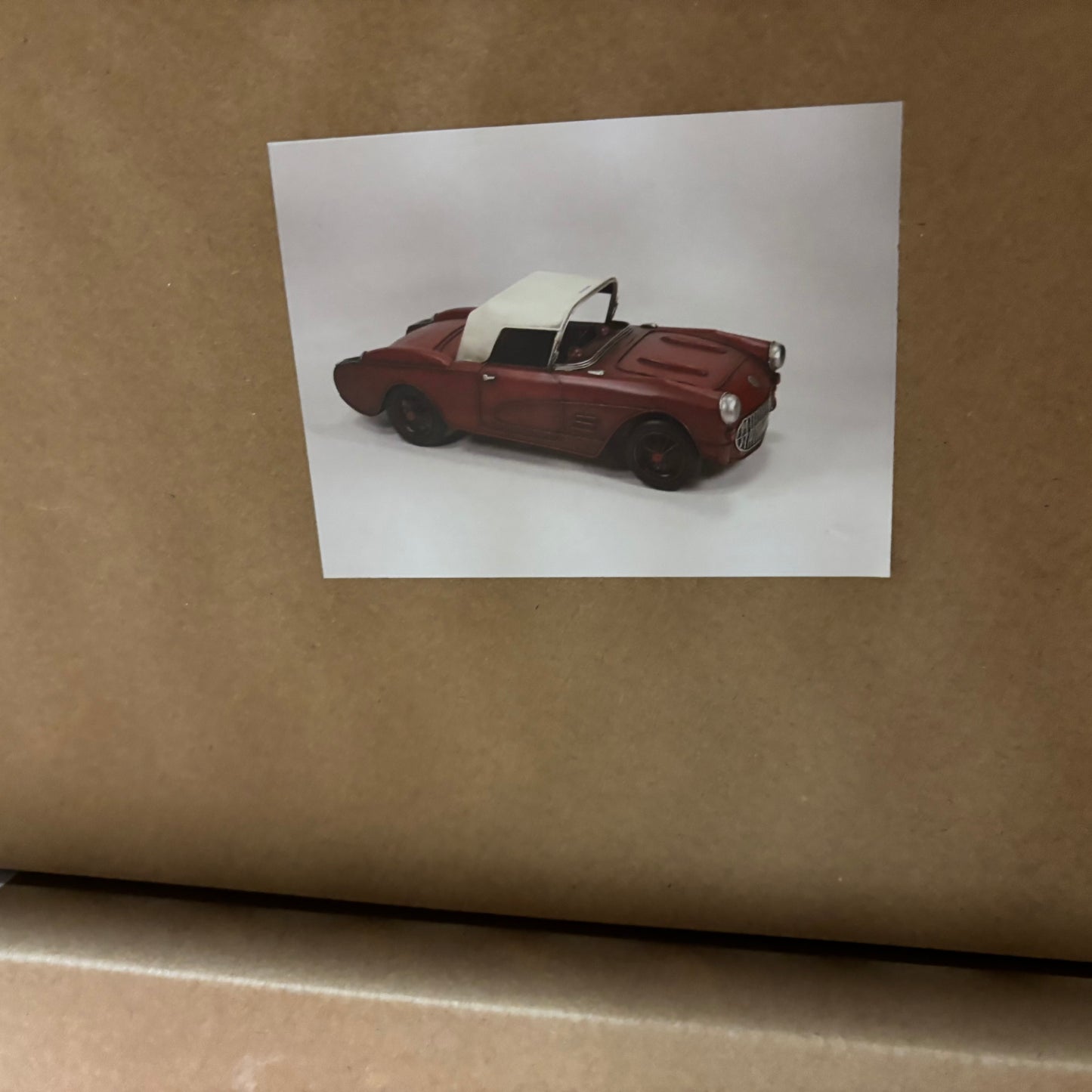 RA0236 RED CLASSIC CAR COVERTIBLE L 18" METAL CAR ART WESTERN HOME DECOR HANDMADE