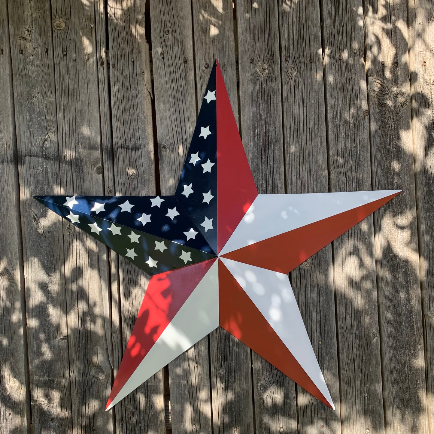 USA FLAG STAR STYLE# 5 RED WHITE & BLUE AMERICANA METAL BARN STAR WALL ART HANDMADE TO ORDER NEW #EH13380