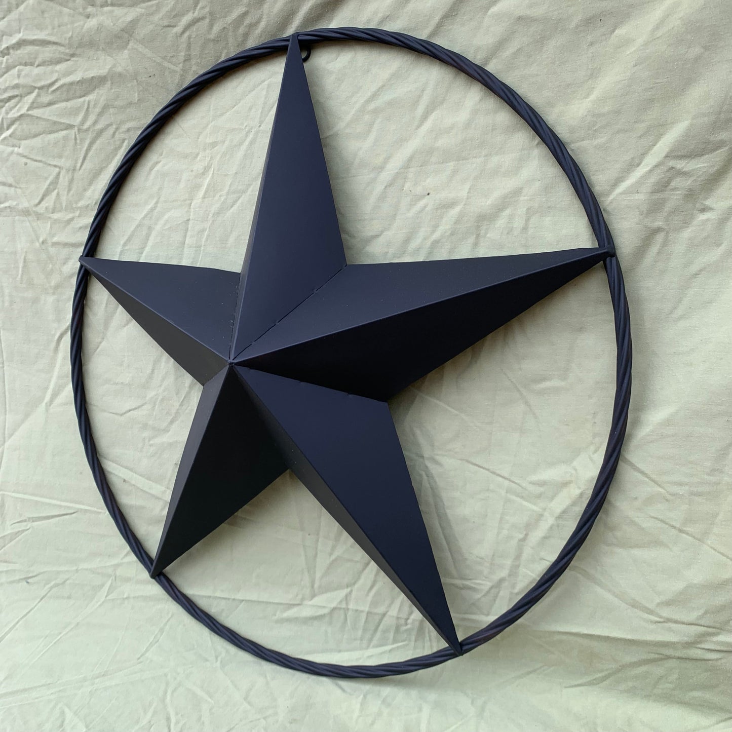 RUSTIC BLACK BARN STAR 3d TWISTED ROPE RING WESTERN HOME DECOR HANDMADE NEW 3" TO 72"-#EH10608