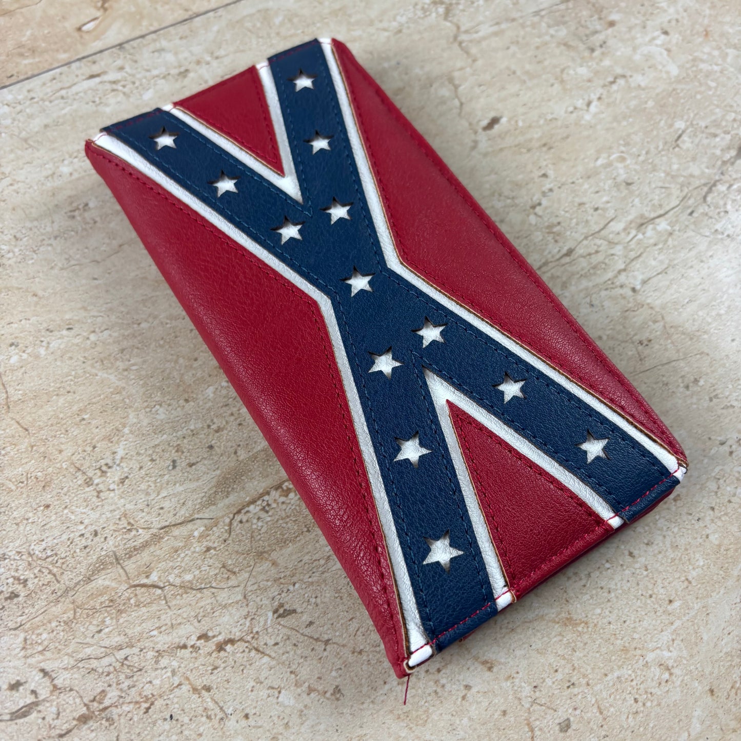 REBEL FLAG WALLET CHECK BOOK LEATHER WALLET WESTERN FASHION HANDMADE NEW #EH13318