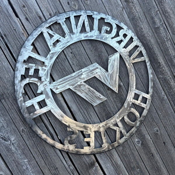 VIRGINIA TECH CUSTOM RAW METAL VINTAGE CRAFT SIGN TEAM HANDMADE TO ORDER