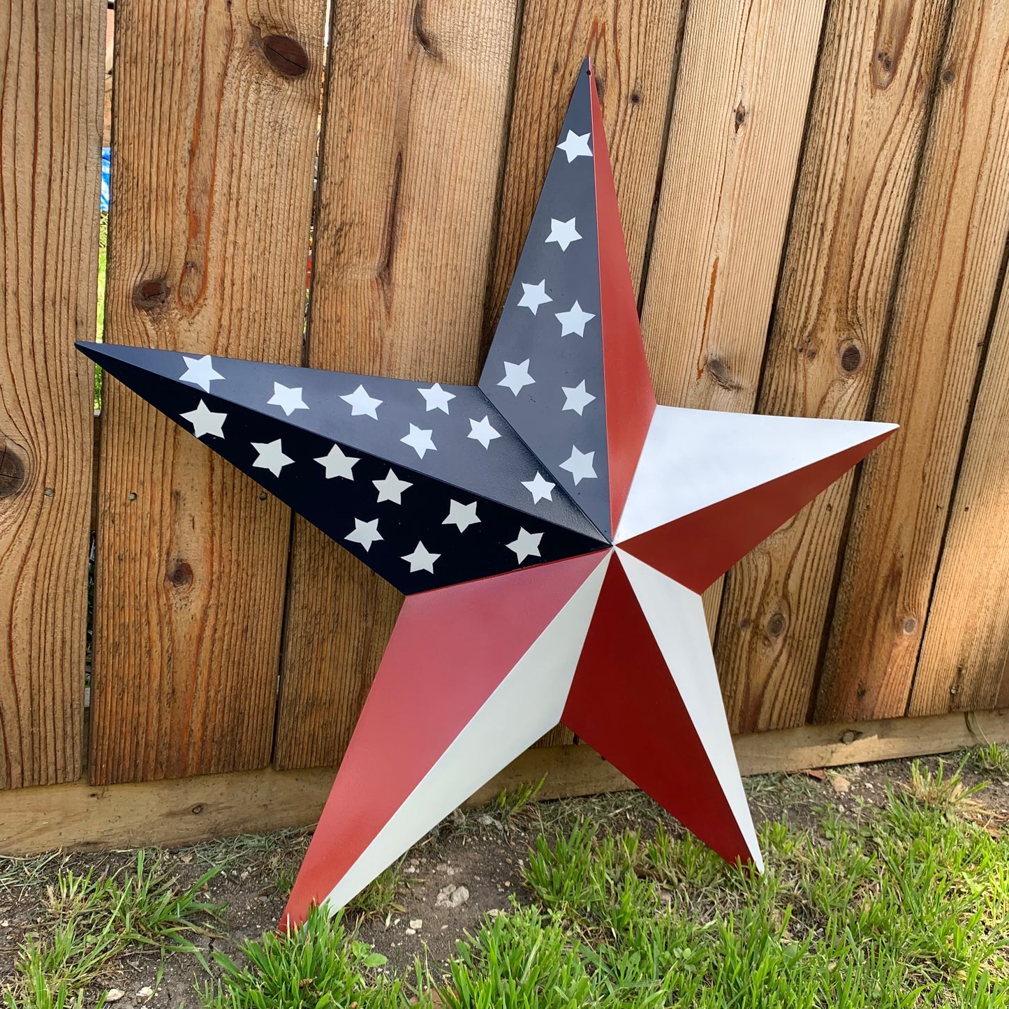 USA FLAG STAR STYLE# 5 RED WHITE & BLUE AMERICANA METAL BARN STAR WALL ART HANDMADE TO ORDER NEW #EH13380