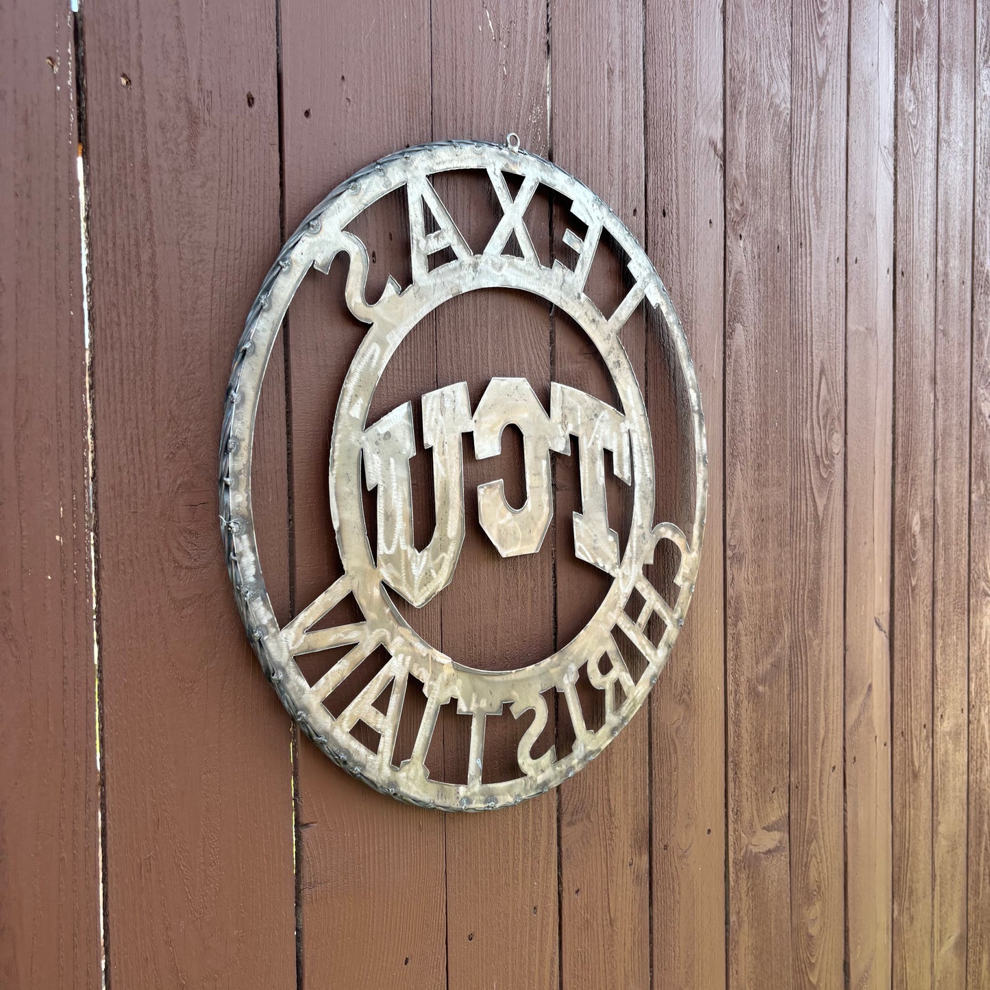 TCU TEXAS CHRISTIAN CUSTOM RAW METAL VINTAGE CRAFT TEAM SIGN UNPAINTED HANDMADE