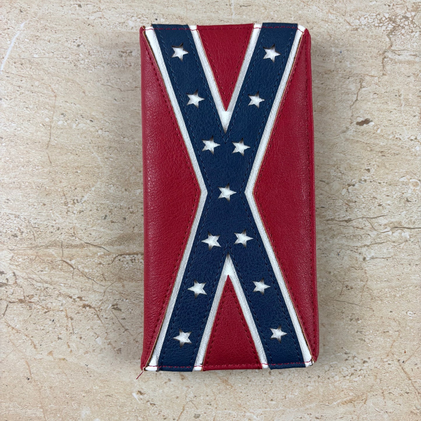 REBEL FLAG WALLET CHECK BOOK LEATHER WALLET WESTERN FASHION HANDMADE NEW #EH13318