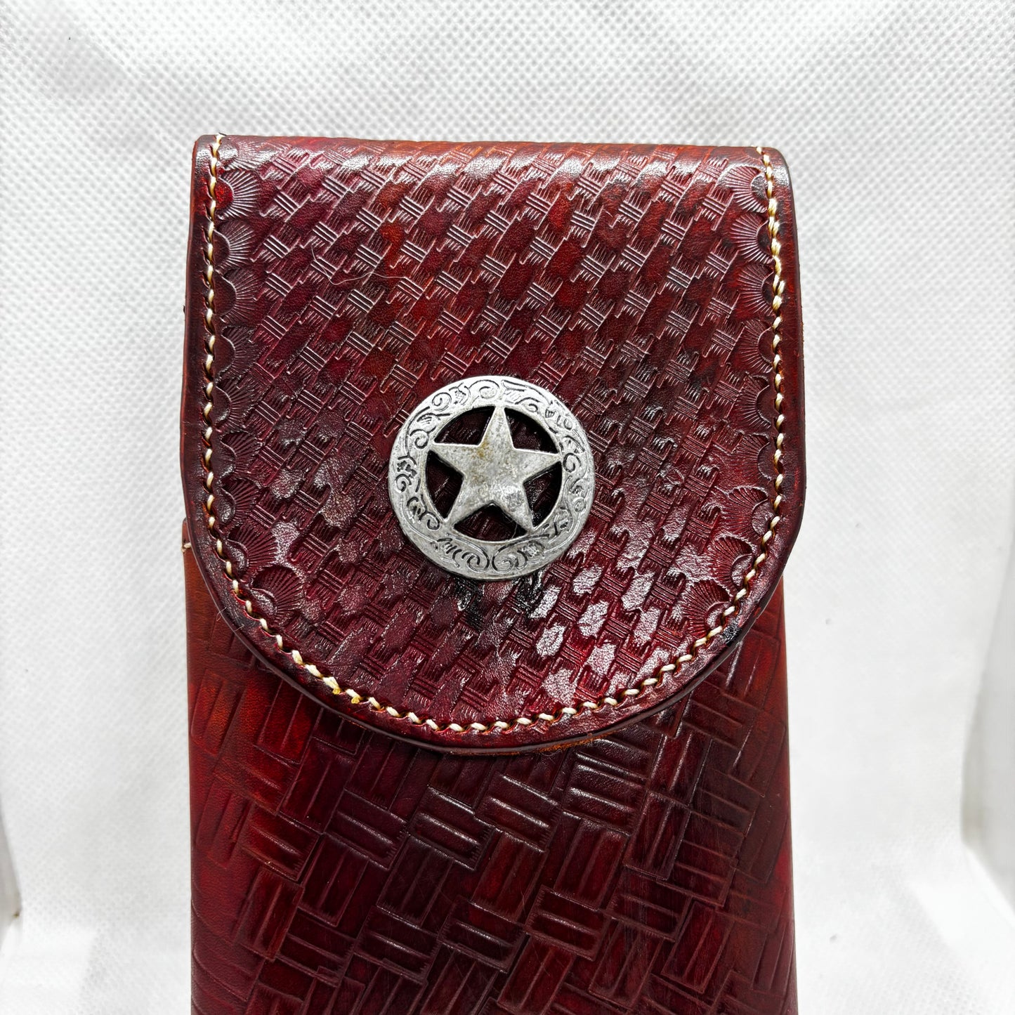 7" LONE STAR LEATHER HOLSTER BROWN STAR POUCH EXTRA LARGE  BELT LOOP CLIP CELL PHONE CASE UNIVERSAL HANDMADE #EH13808