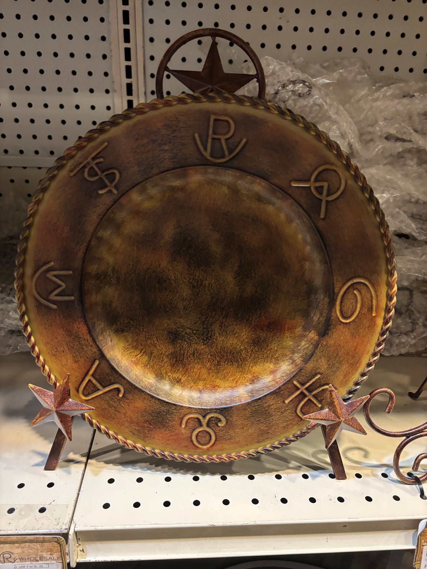12" BRANDING CHARGER WESTERN HOME DECOR HANDMADE METAL CHARGER NEW #EH13197