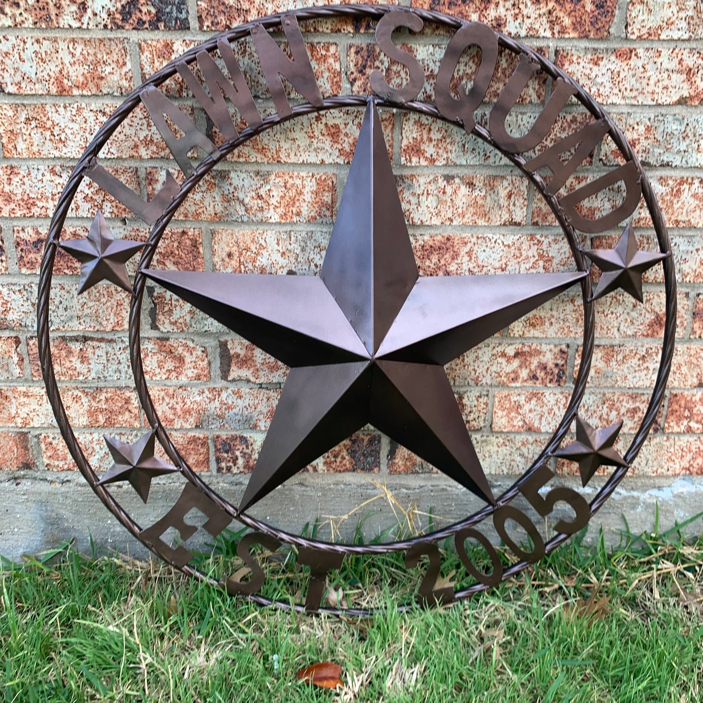 LAWN SQUAD STYLE CUSTOM BARN STAR NAME YOUR CUSTOM NAME STAR METAL NAME BARN STAR WITH TWISTED ROPE RING DESIGN METAL WALL 3d STAR ART WESTERN HOME DECOR RUSTIC BRONZE NEW