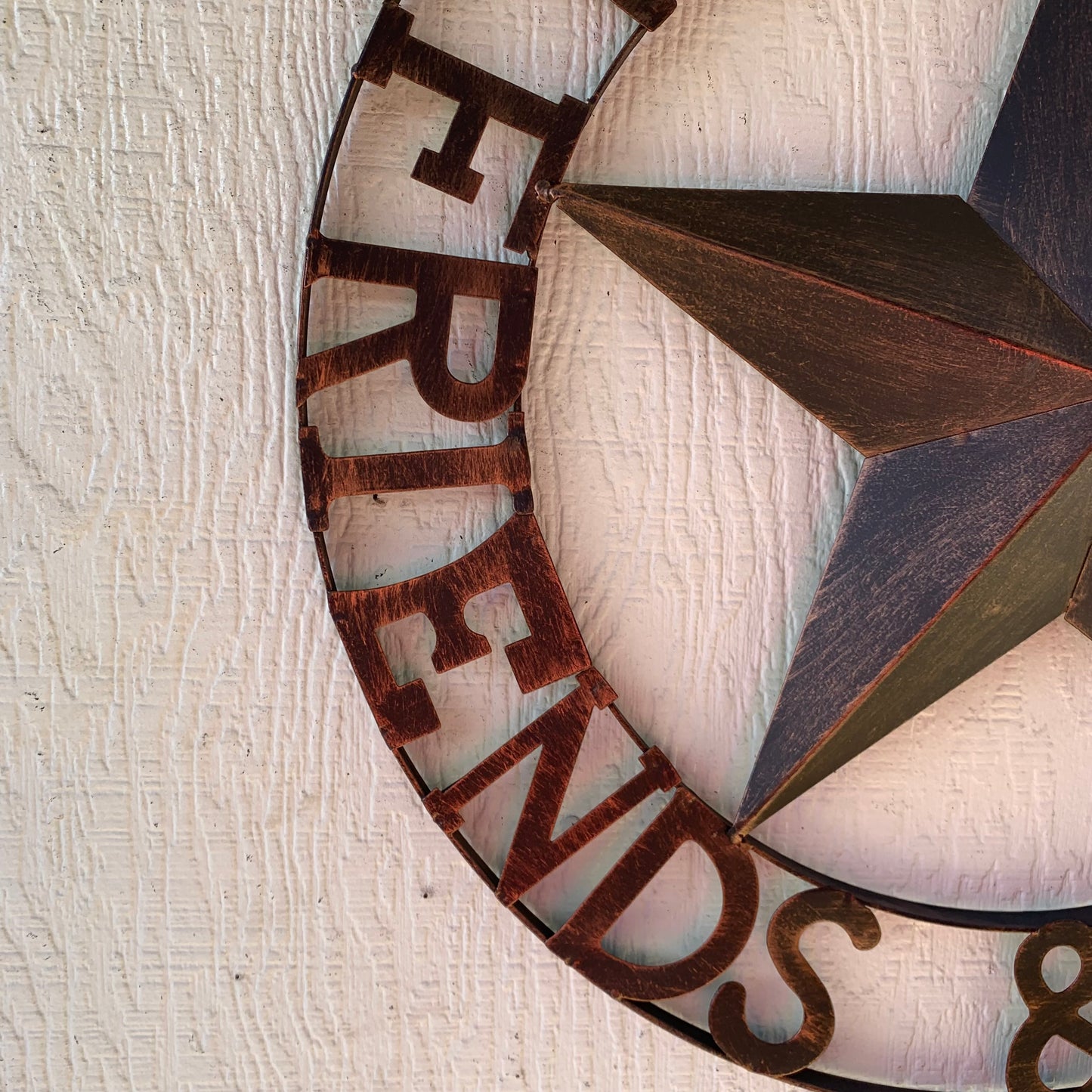 WELCOME FRIENDS FAMILY BARN METAL STAR WALL ART BRONZE WESTERN HOME DECOR HANDMADE NEW #EH13339