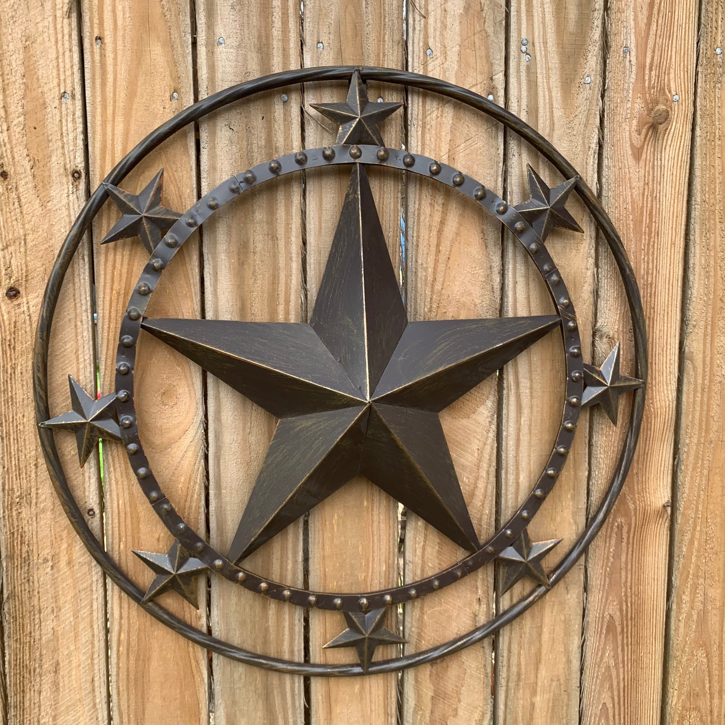 24" MULTI STAR BEADED COLIBROX BARN STAR METAL LONESTAR WESTERN HOME DECOR HANDMADE RUSTIC DARK BRONZE NEW