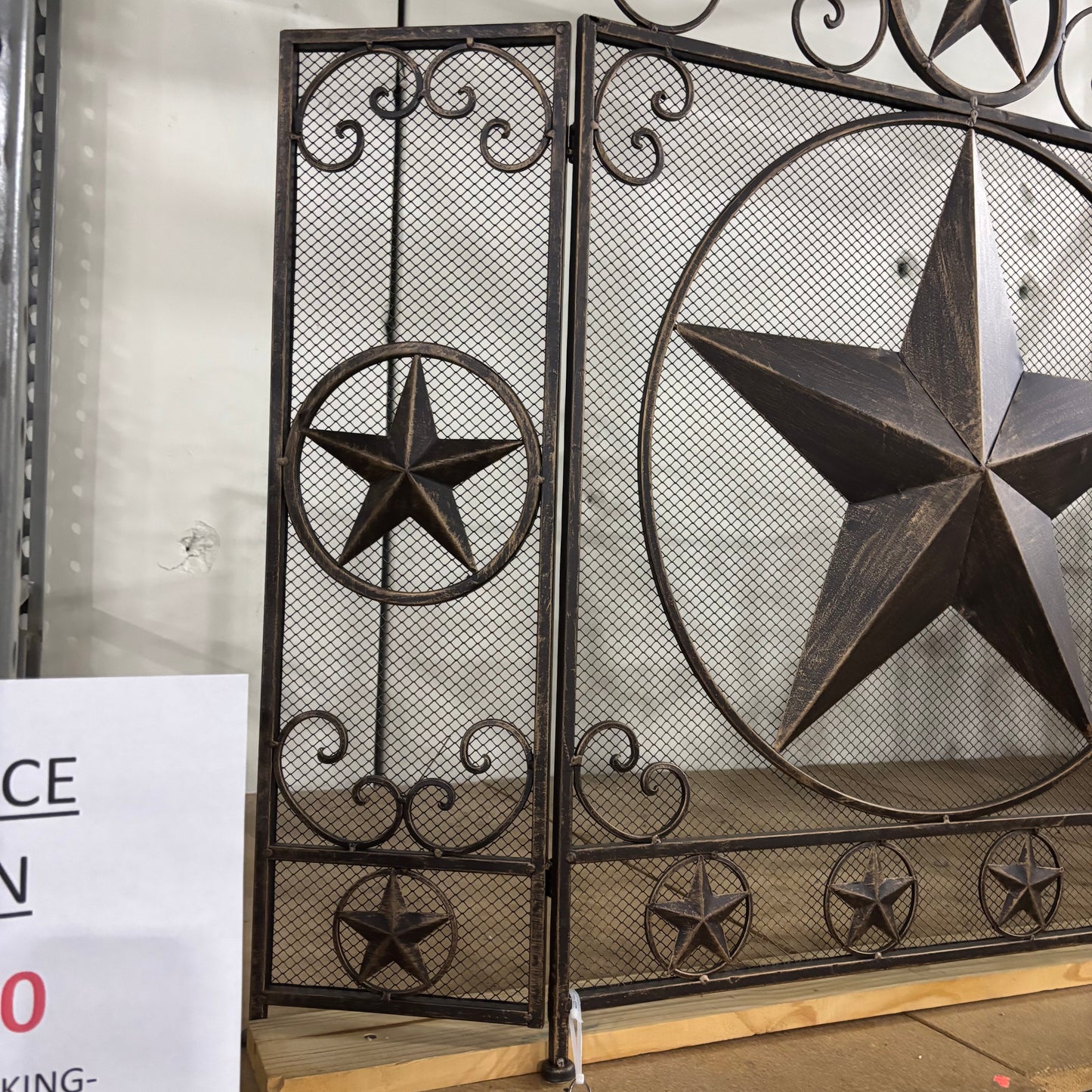 LONESTAR METAL FIREPLACE SCREEN W/ STAR 41.5" X 34.25" WESTERN HOME DECOR HANDMADE #EH80003