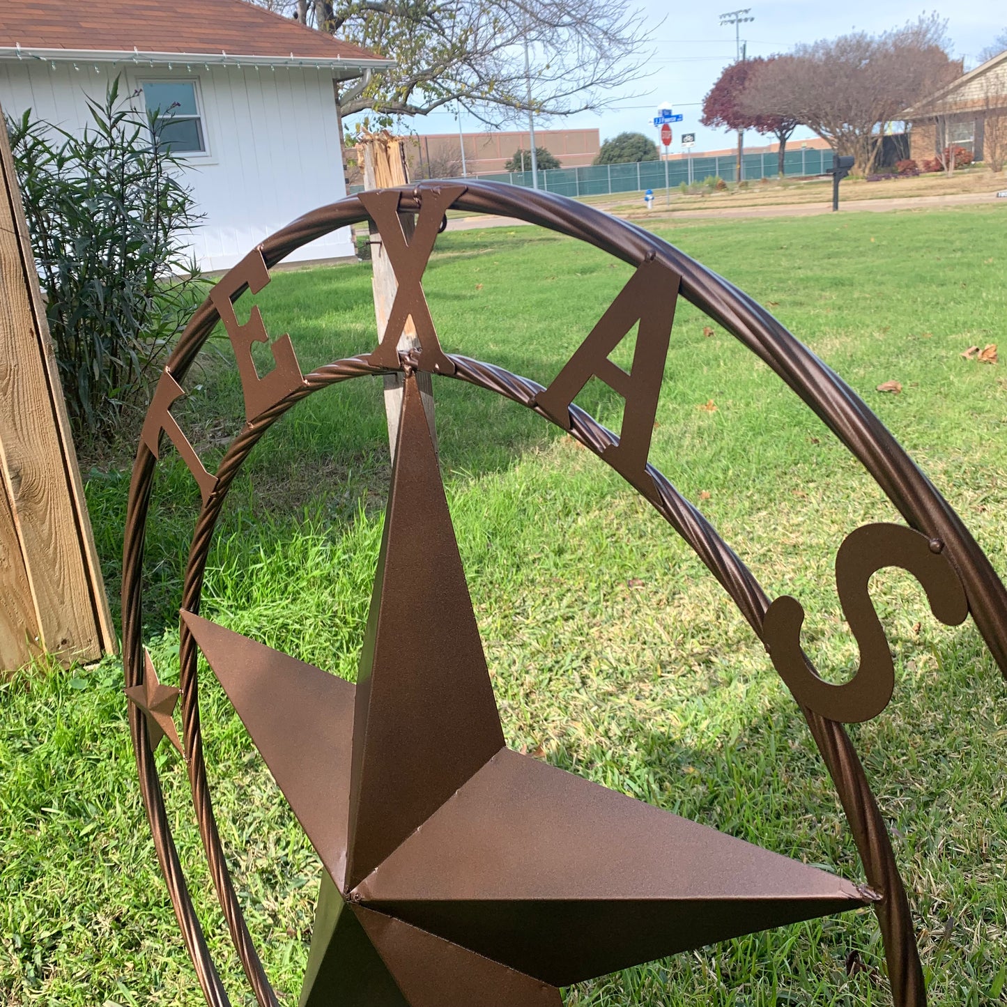 TEXAS LONESTAR WITH 3 SMALL STARS BARN STAR METAL RUSTIC BRONZE COPPER TWISTED ROPE RING WESTERN HOME DECOR HANDMADE NEW