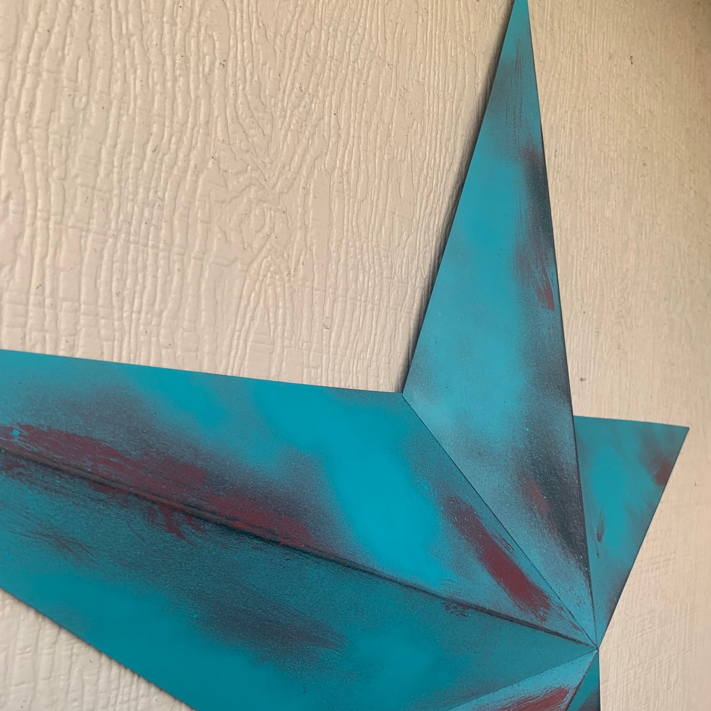 #EH10540 TURQUOISE DISTRESSED TWO TONE BARN STAR METAL ART WESTERN HOME DECOR HANDMADE NEW