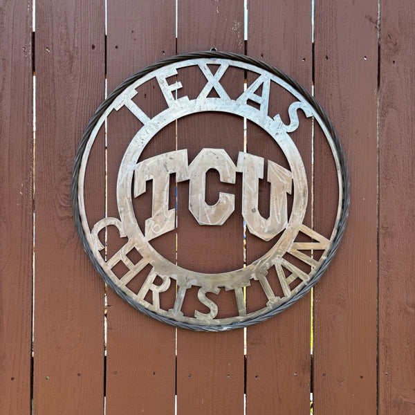 TCU TEXAS CHRISTIAN CUSTOM RAW METAL VINTAGE CRAFT TEAM SIGN UNPAINTED HANDMADE