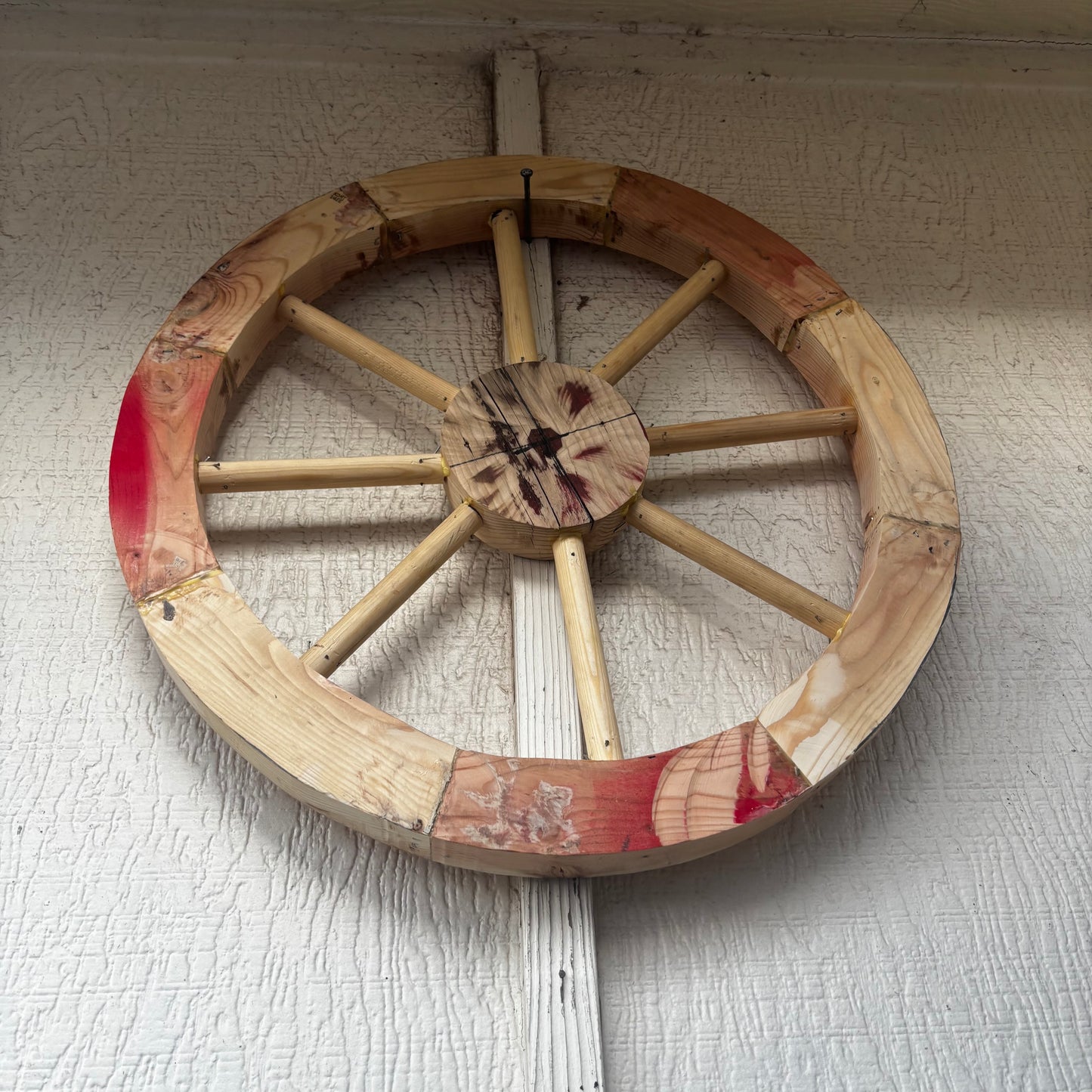DECORATIVE WAGON WHEEL WOOD WALL ART WESTERN HOME DECOR HANDMADE TEXAS USA