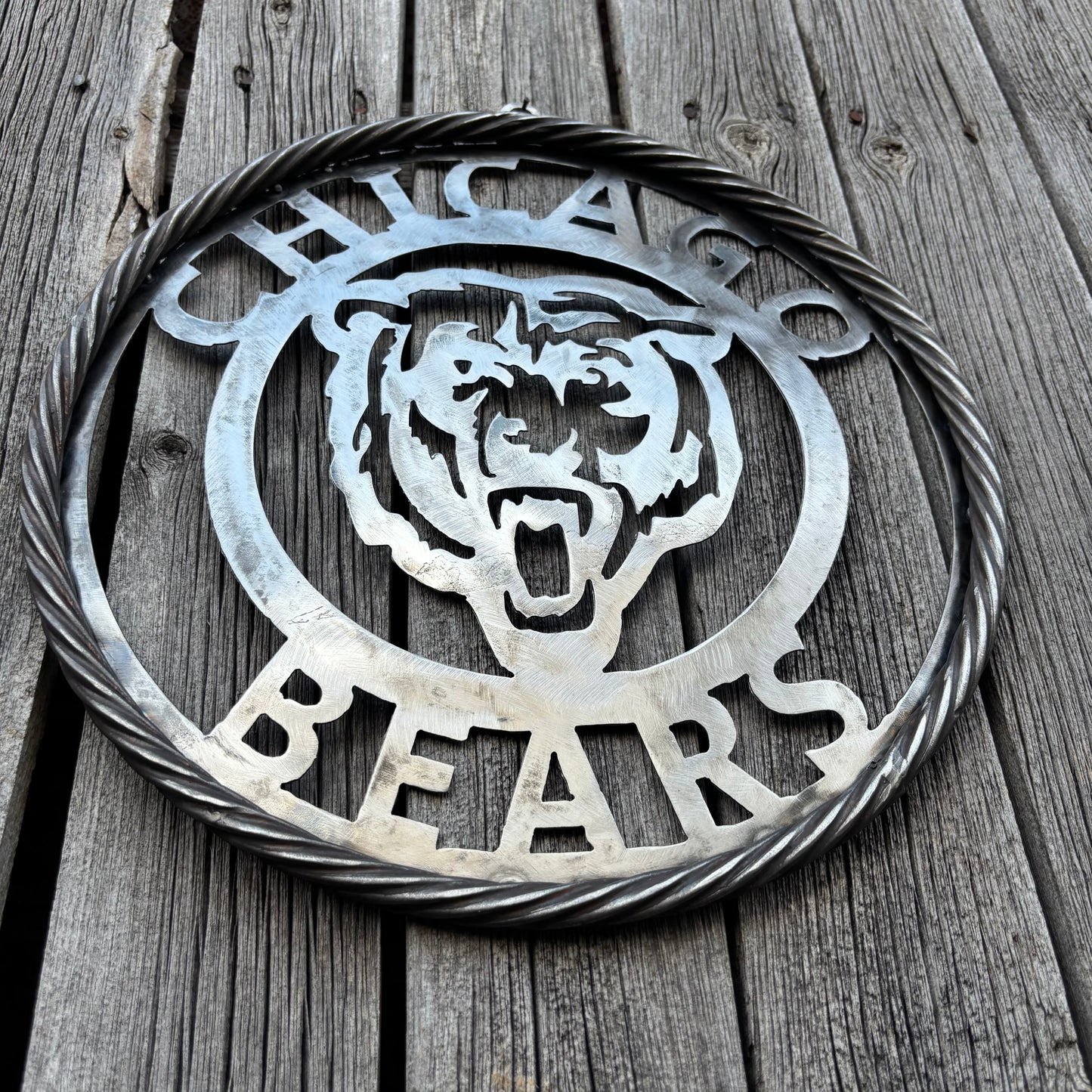 CHICAGO BEARS CUSTOM RAW METAL VINTAGE CRAFT SIGN TEAM HANDMADE STYLE# 3
