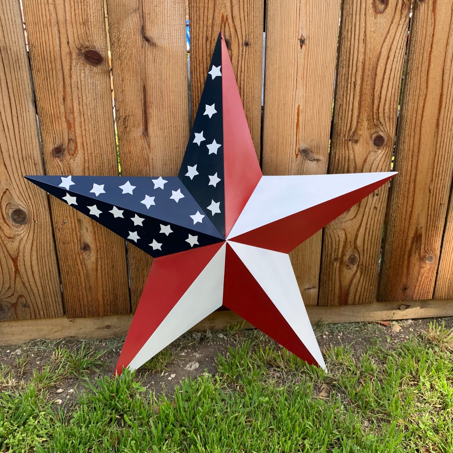USA FLAG STAR STYLE# 5 RED WHITE & BLUE AMERICANA METAL BARN STAR WALL ART HANDMADE TO ORDER NEW #EH13380