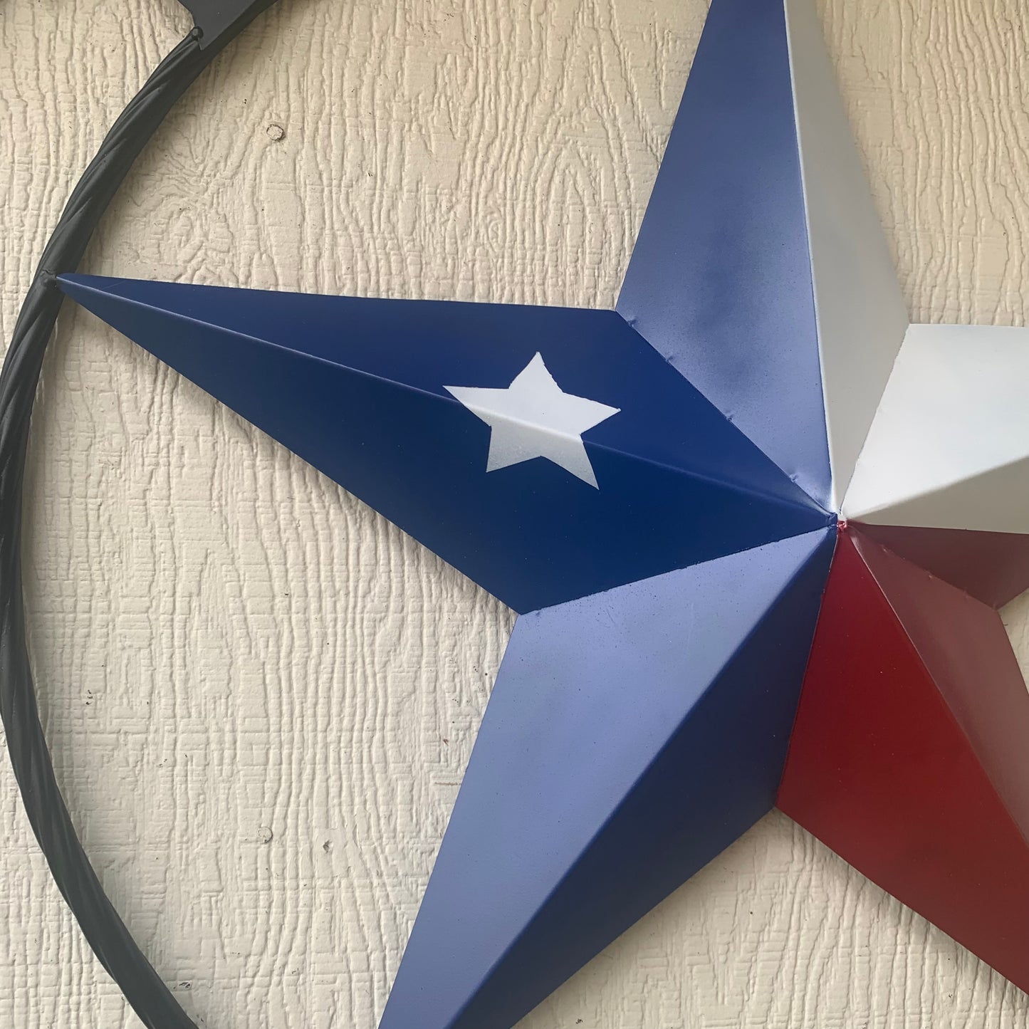 TEXAS 2022 STYLE CUSTOM NAME BARN STAR METAL LONESTAR 3d TWISTED BLACK ROPE RING WESTERN HOME DECOR   HANDMADE 24",32",36"