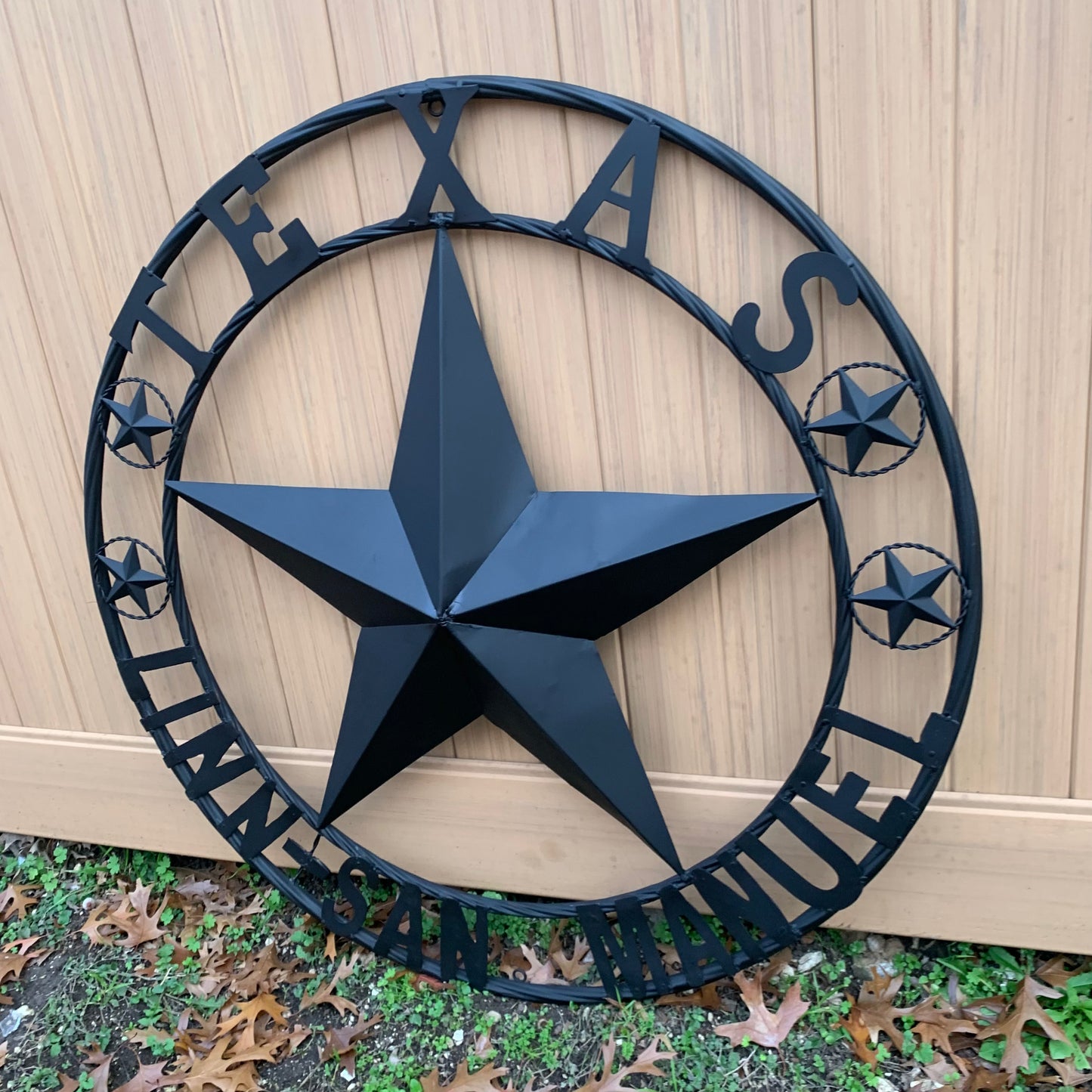 LINN SAN MANUEL STYLE YOUR CUSTOM NAME STAR METAL BARN LONE STAR 3d TWISTED ROPE RING WESTERN HOME DECOR HANDMADE NEW