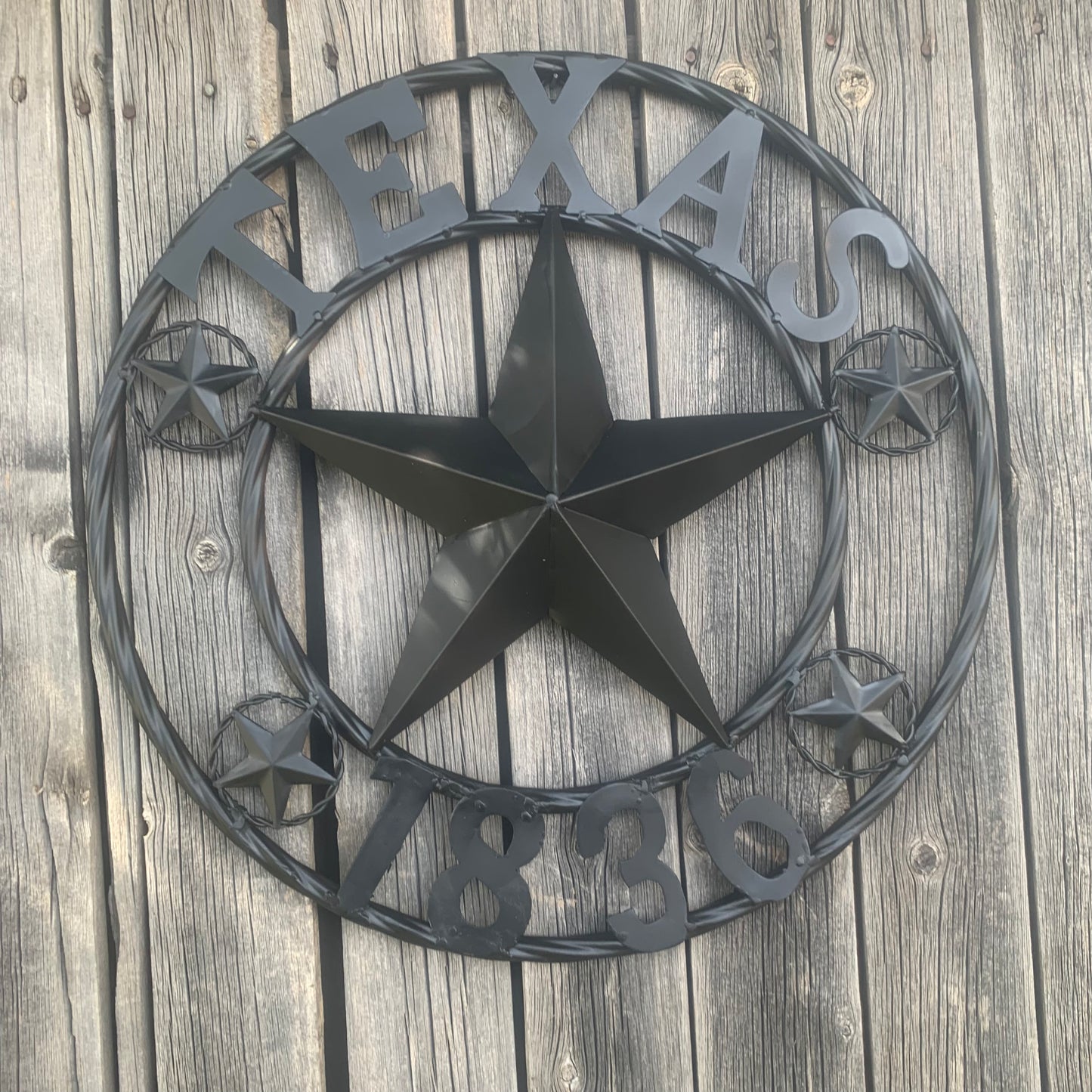 TEXAS 1836 BLACK BARN STAR METAL LONESTAR WESTERN HOME DECOR HANDMADE NEW 16",24",36",50"