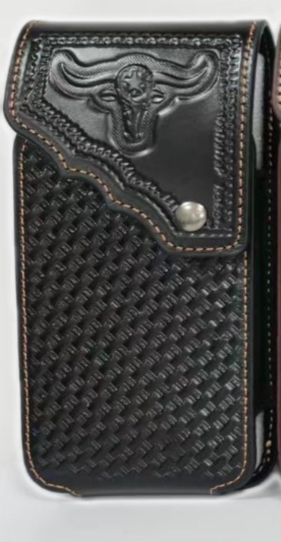 7" LONGHORNS PHONE HOLSTER LEATHER LARGE BELT LOOP CASE UNIVERSAL HANDMADE