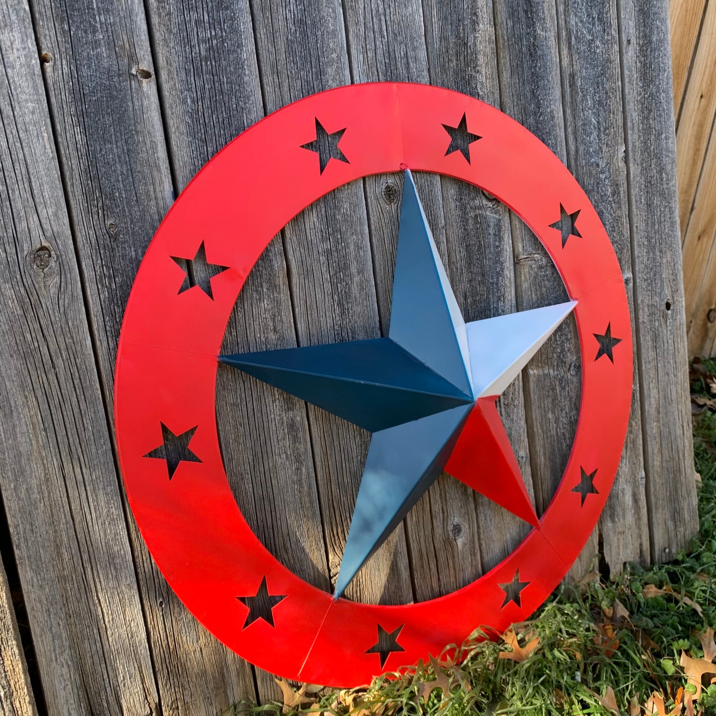 24" WIDE BAND RING BARN STAR METAL LONE STAR 3d WALL ART WESTERN HOME DECOR HANDMADE NEW #EH12758