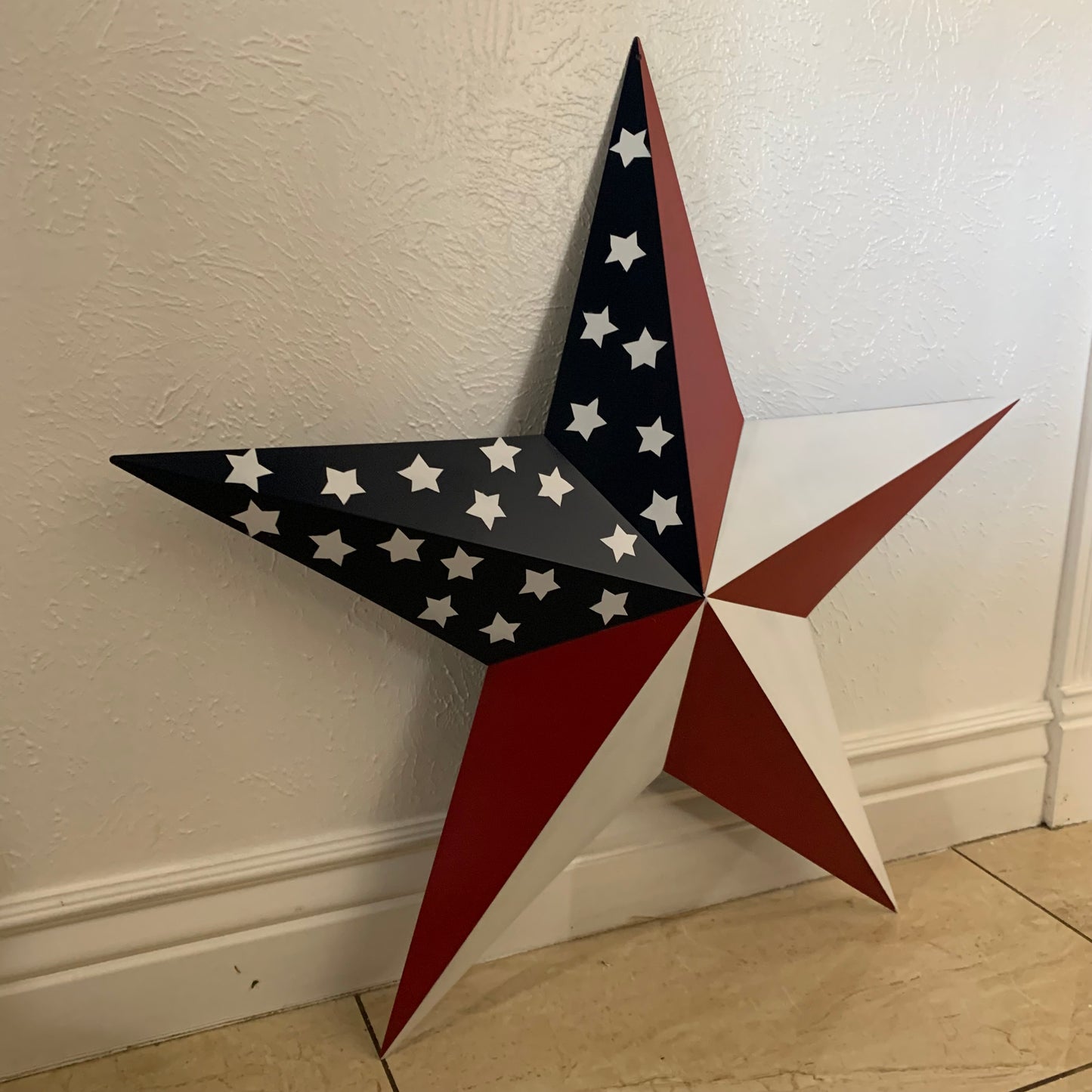 USA FLAG STAR STYLE# 5 RED WHITE & BLUE AMERICANA METAL BARN STAR WALL ART HANDMADE TO ORDER NEW #EH13380
