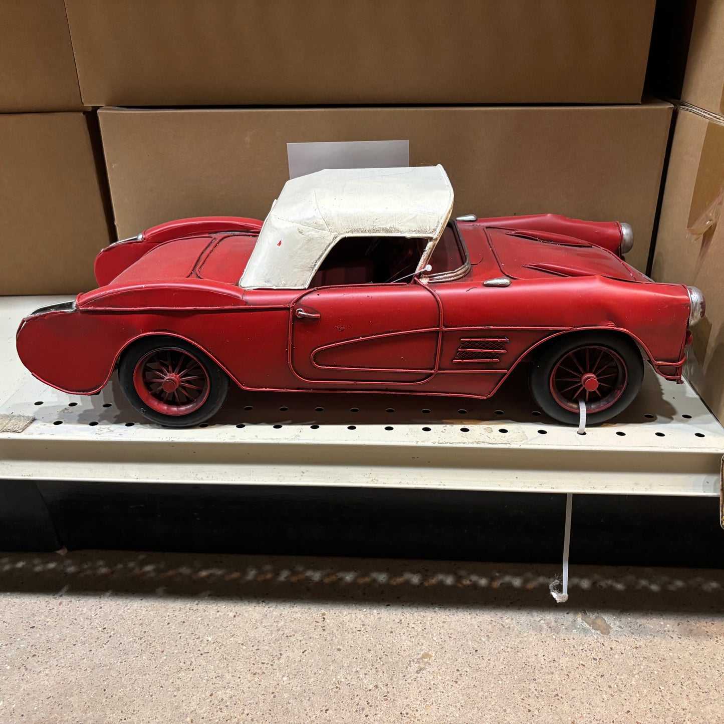 RA0236 RED CLASSIC CAR COVERTIBLE L 18" METAL CAR ART WESTERN HOME DECOR HANDMADE