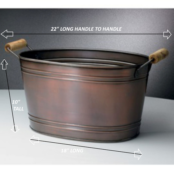 18" COPPER OVAL PLAIN METAL TUB BUCKET WESTERN HOME DECOR HANDMADE NEW #EH12502