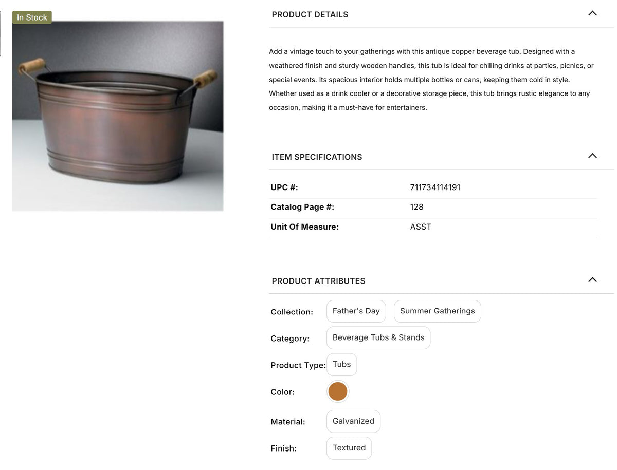 18" COPPER OVAL PLAIN METAL TUB BUCKET WESTERN HOME DECOR HANDMADE NEW #EH12502