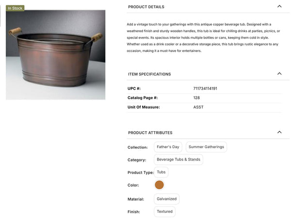 18" COPPER OVAL PLAIN METAL TUB BUCKET WESTERN HOME DECOR HANDMADE NEW #EH12502