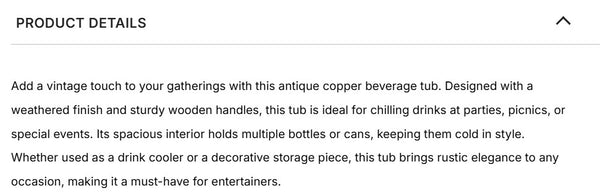 18" COPPER OVAL PLAIN METAL TUB BUCKET WESTERN HOME DECOR HANDMADE NEW #EH12502