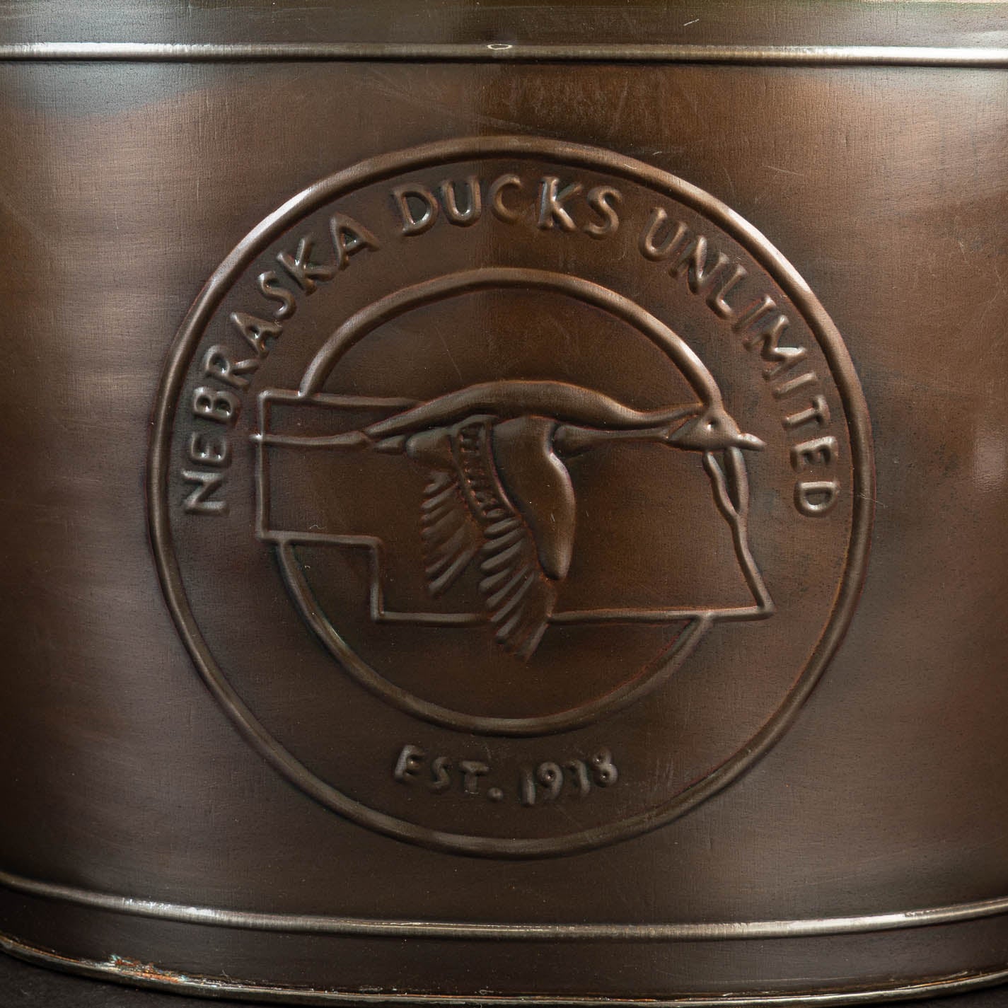 18" NEBRASKA DUCKS UNLIMITED COPPER TUB BUCKET WESTERN HOME DECOR NEW #EH12510