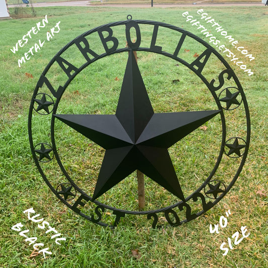 ZARBOLIAS STYLE CUSTOM NAME STAR BARN METAL STAR 3d TWISTED ROPE RING WESTERN HOME DECOR RUSTIC BLACK HANDMADE 24",32",36",50"