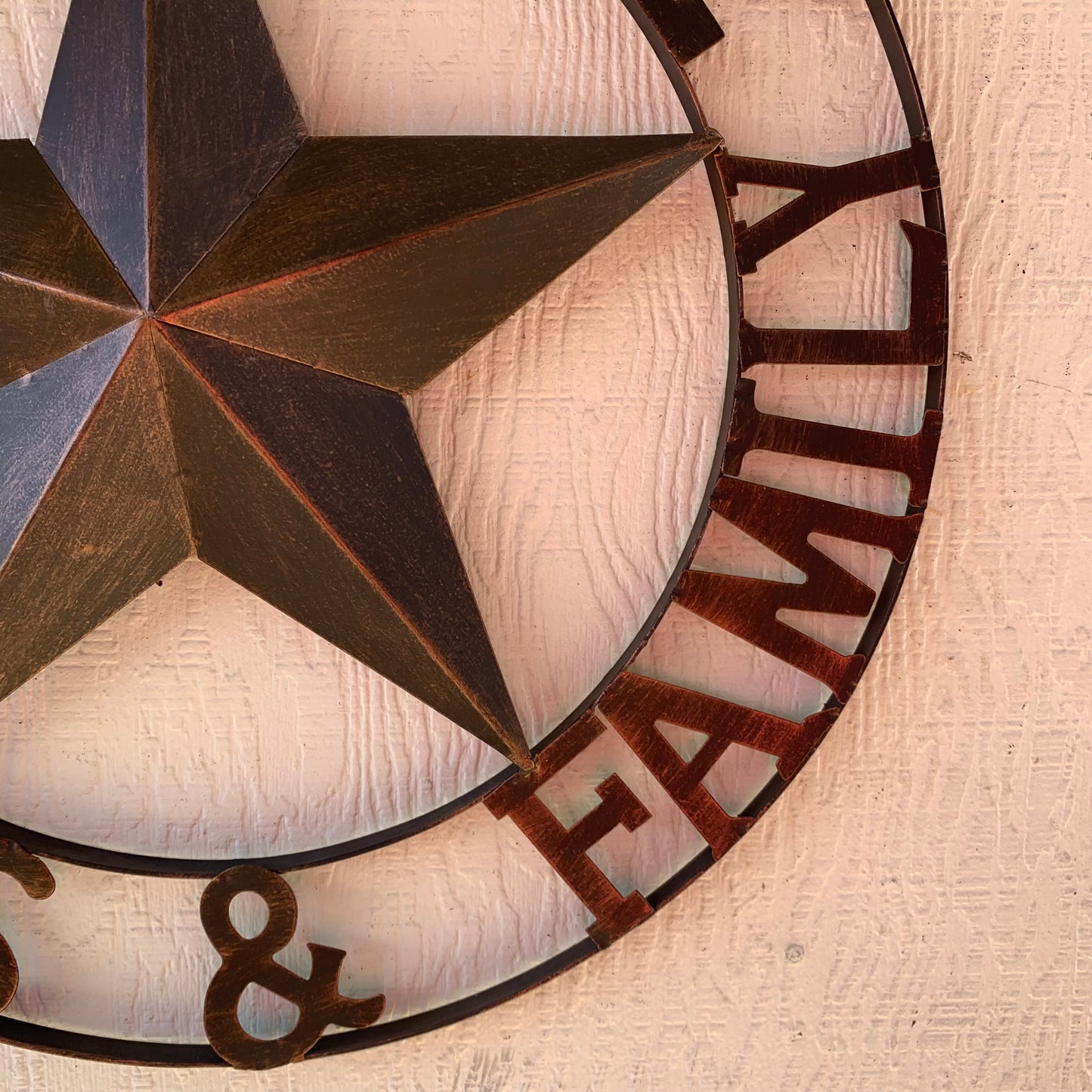 WELCOME FRIENDS FAMILY BARN METAL STAR WALL ART BRONZE WESTERN HOME DECOR HANDMADE NEW #EH13339