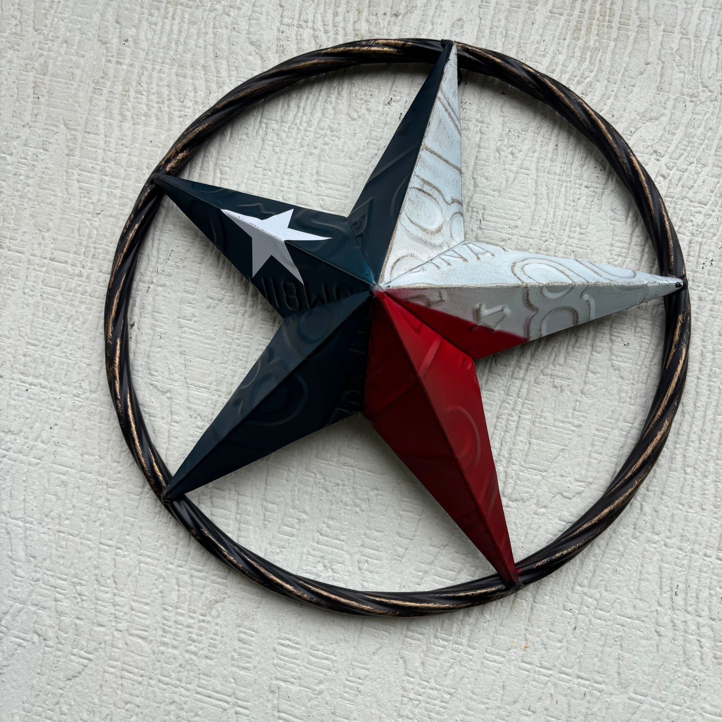 RED WHITE BLUE LICENSE PLATE METAL BARN LONESTAR WESTERN HOME DECOR HANDMADE EH13325