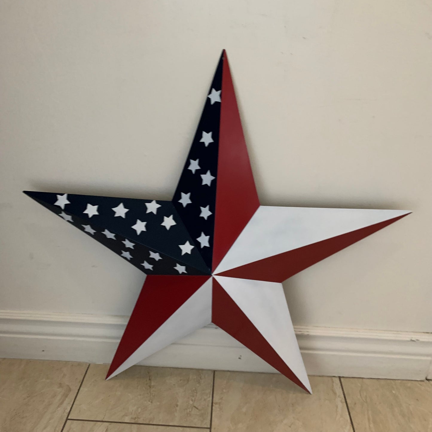USA FLAG STAR STYLE# 5 RED WHITE & BLUE AMERICANA METAL BARN STAR WALL ART HANDMADE TO ORDER NEW #EH13380