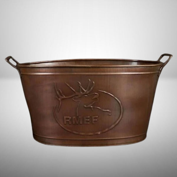 18" RMEF TUB BEVERAGE BUCKET PLANTER FIREPLACE PARTY RUSTIC WESTERN HOME DECOR NEW #EH12494
